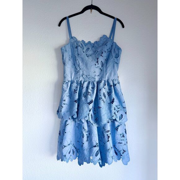 NWT Mestiza New York Vanessa Convertible Bow Lace Mini Dress in Heritage Blue 6 - Picture 9 of 16